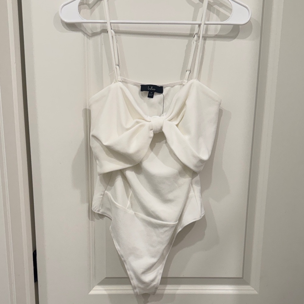 Lulu's Cream Bow-Front Bodysuit
